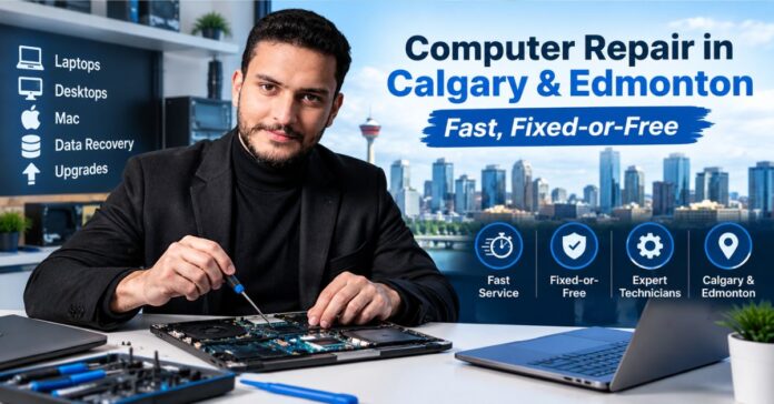 Computer Repair in Calgary & Edmonton: Fast, Fixed-or-Free give e